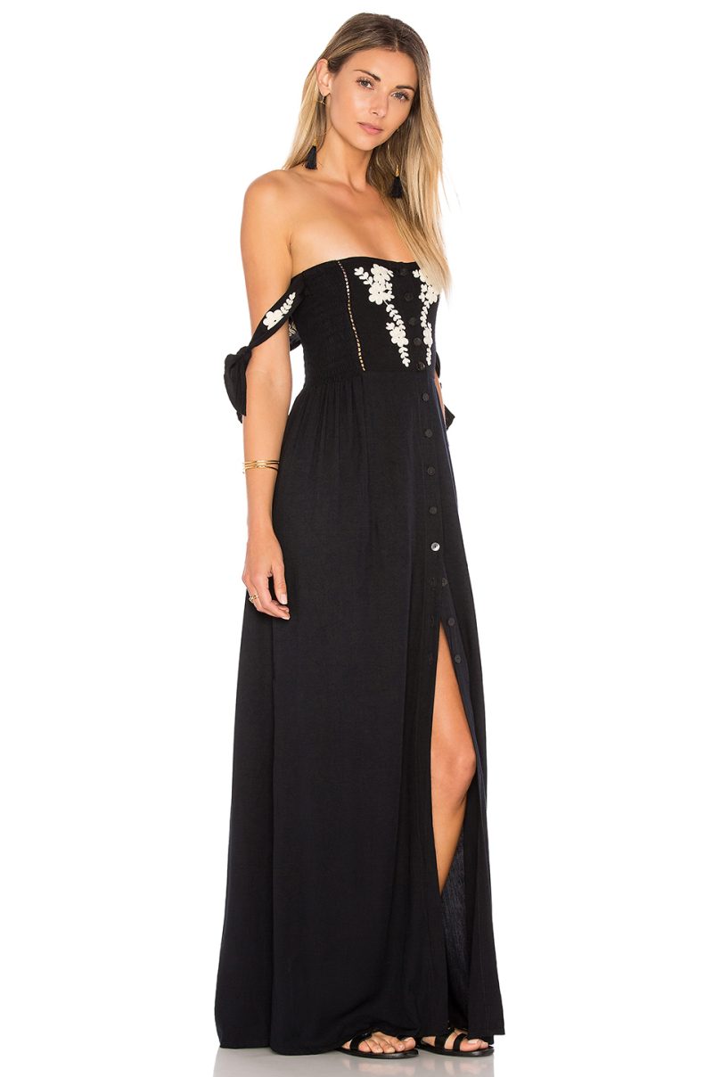 Women  Summer New Bohemian Vacation Embroidered Dress Collar Shoulder Hanging Long Dress - Image 5