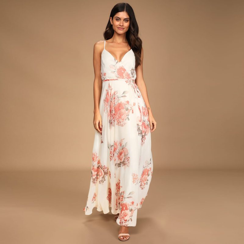 Sundress Fashionable Floral Strap Dress Lace-up Split Sexy Summer Women Dress Bridesmaid Dress New - Image 4