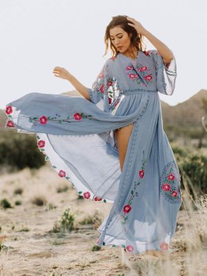 Women  Spring and Summer Elegant Seaside Vacation Amazing Embroidered Dress