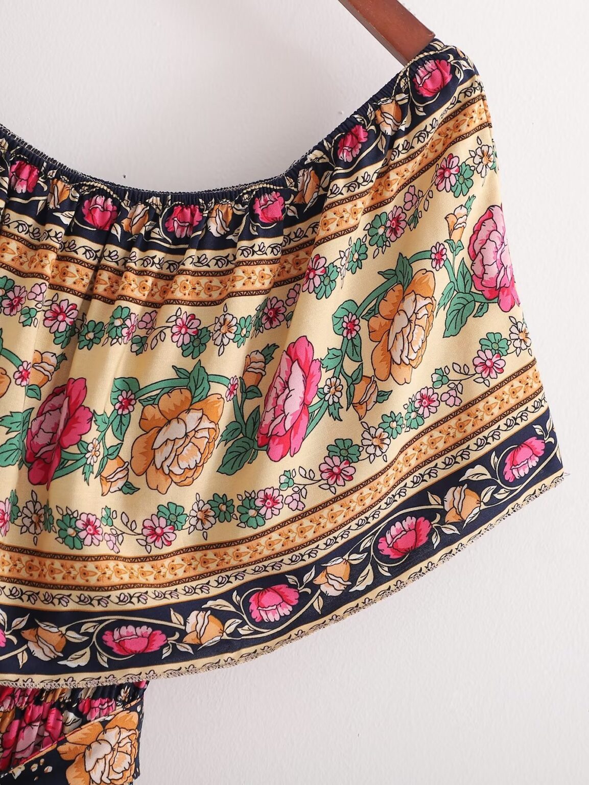 Spring Women  Clothing Positioning Printing Word Collar Belt Maxi Dress - Image 5