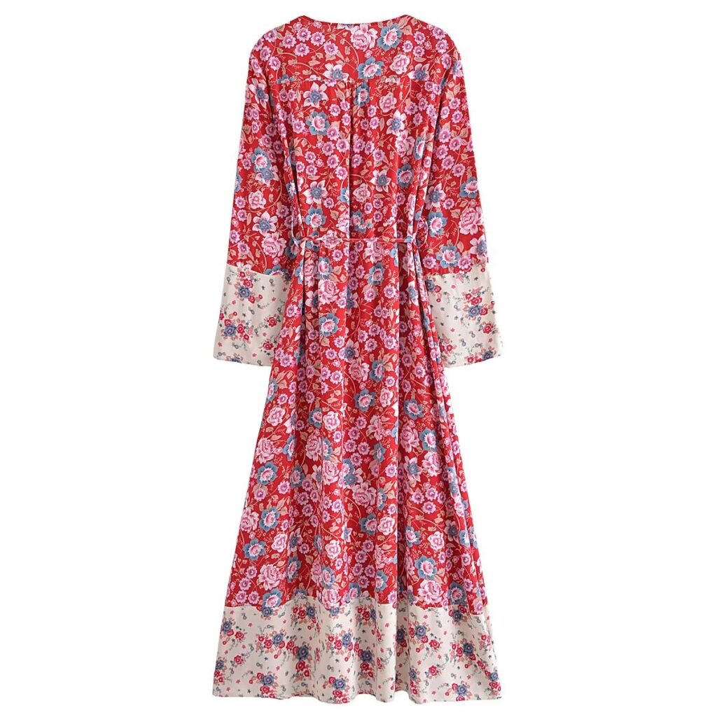 Women Printed Belt Holiday Drag Dress - Image 2
