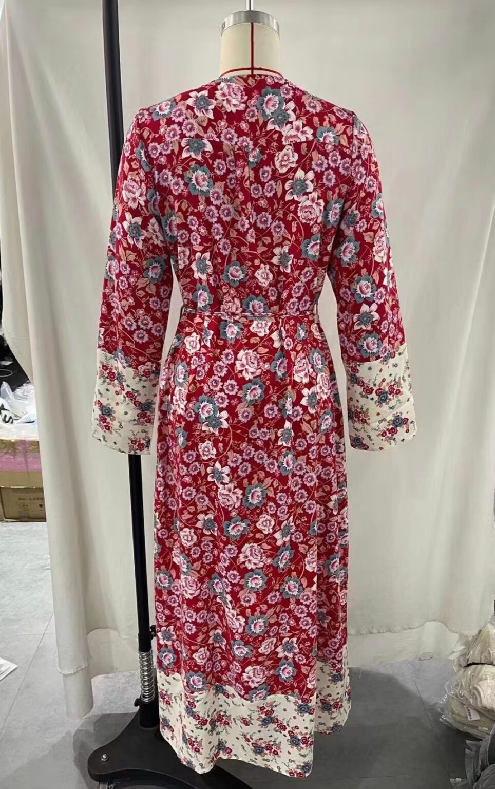 Women Printed Belt Holiday Drag Dress - Image 4