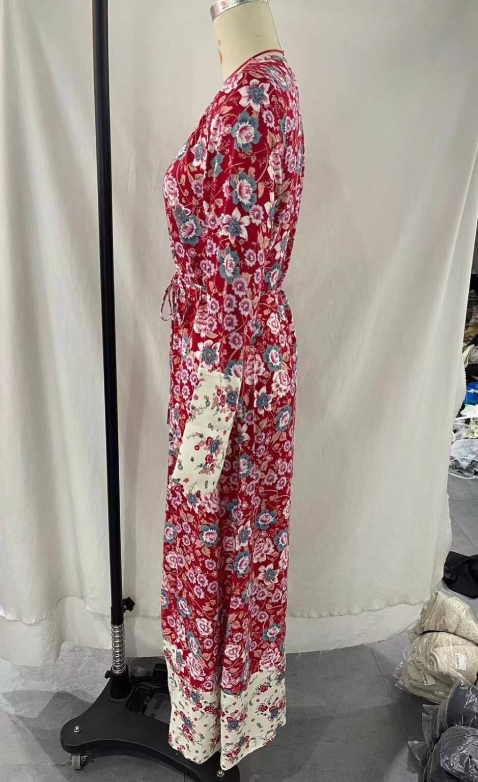 Women Printed Belt Holiday Drag Dress - Image 5