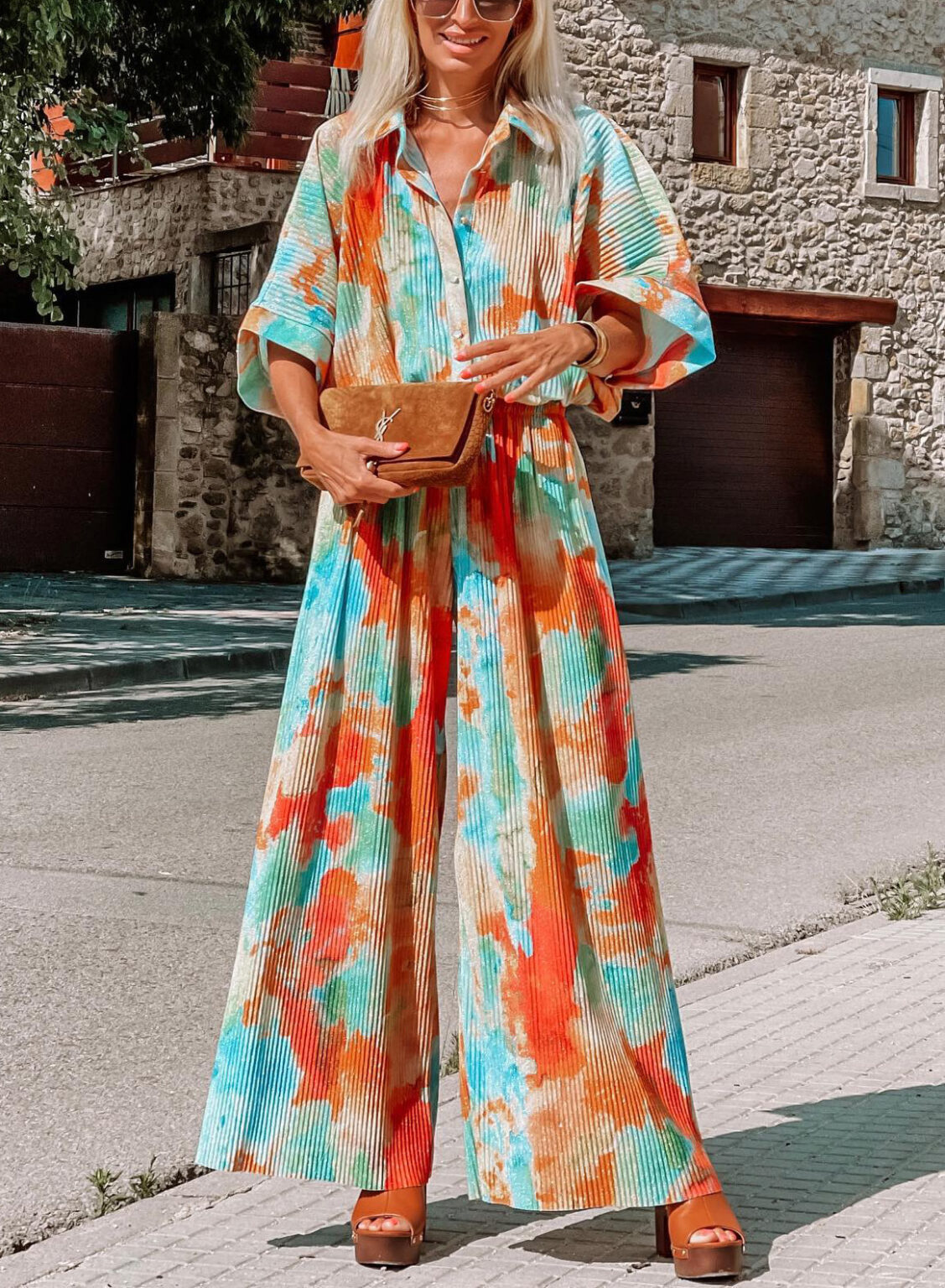 Ladies Casual Bohemian Blooming Loose Wide Leg Jumpsuit - Image 2