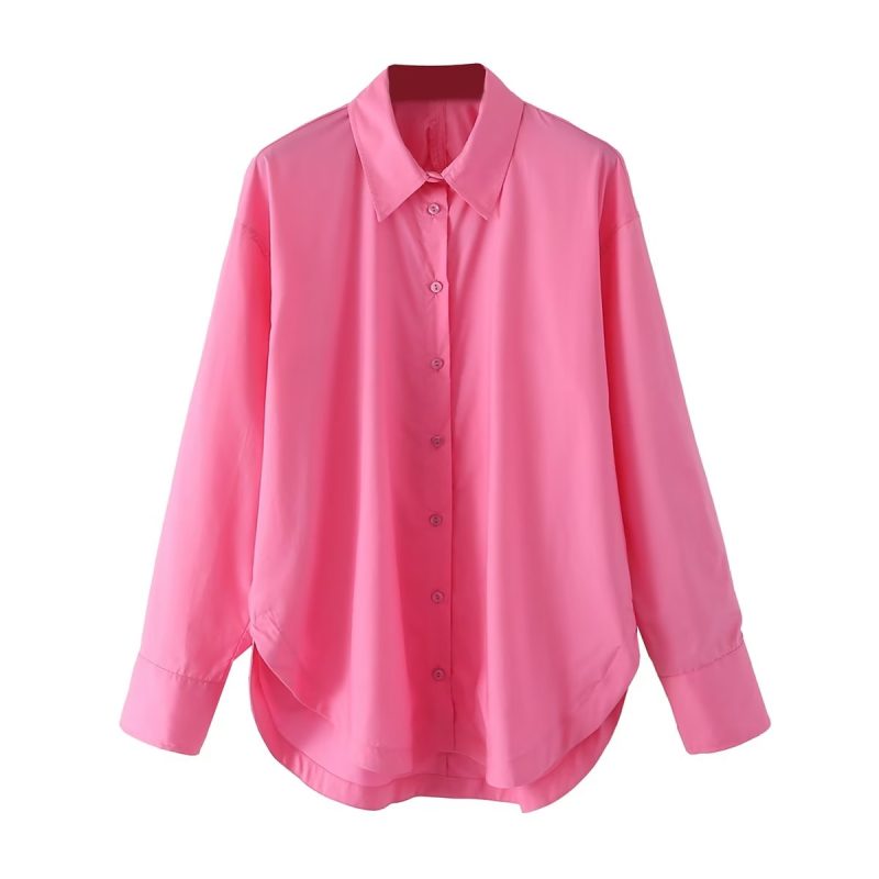 Heart Shaped Opening Design Long Sleeve Shirt Women Spring - Image 2