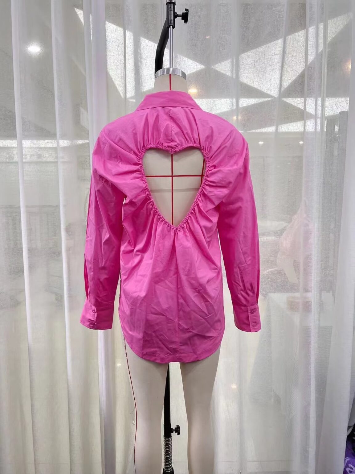 Heart Shaped Opening Design Long Sleeve Shirt Women Spring - Image 6