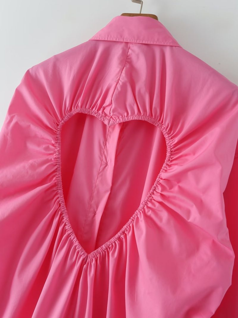 Heart Shaped Opening Design Long Sleeve Shirt Women Spring - Image 8
