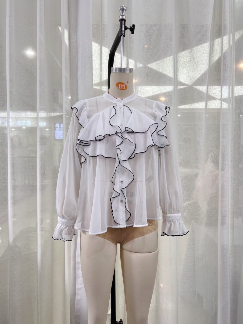 Spring Summer French Shirt Women Long Sleeved Chiffon Shirt Gentle Top Chic Shirt - Image 5