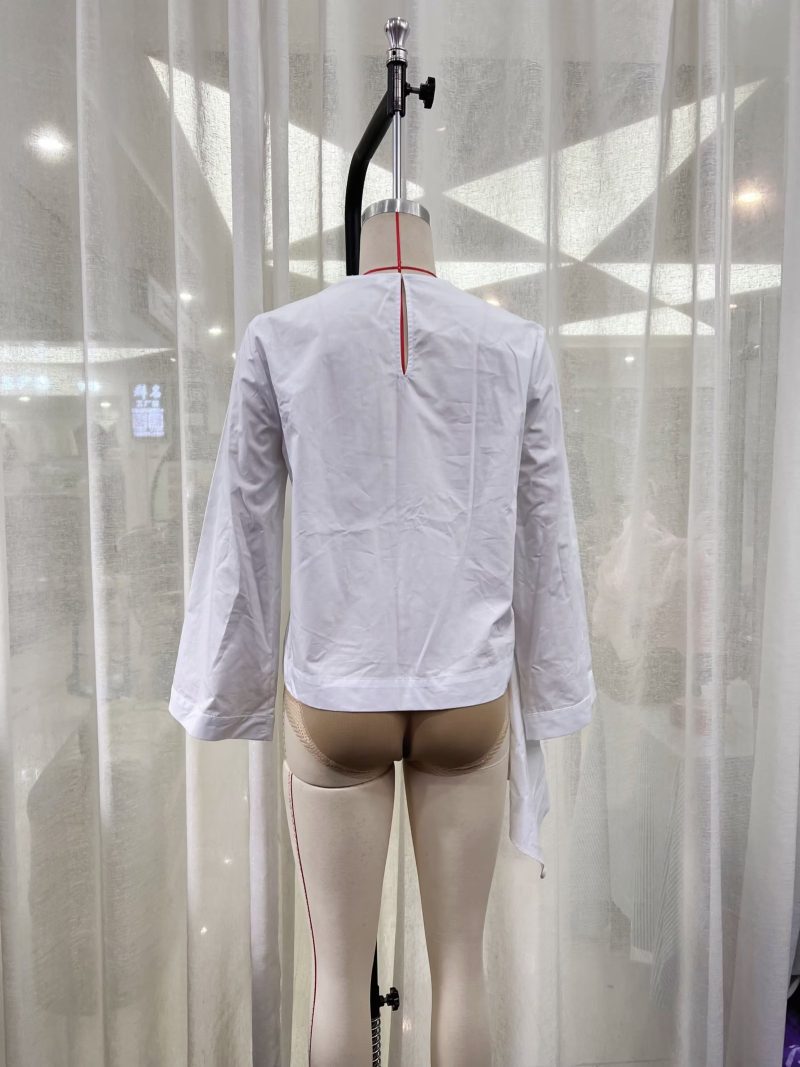 White Ruffled Stitching Niche Women Loose Casual Long Sleeved Top Spring Autumn - Image 5