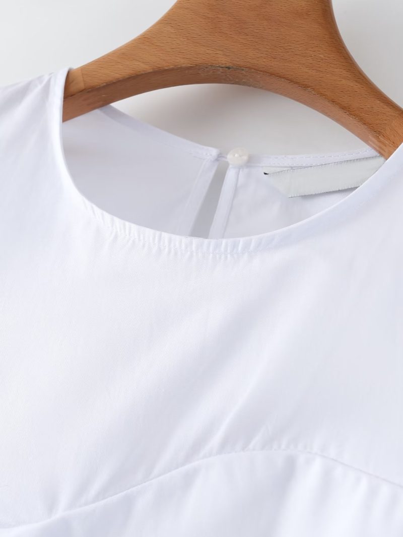White Ruffled Stitching Niche Women Loose Casual Long Sleeved Top Spring Autumn - Image 9