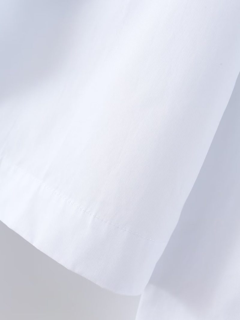 White Ruffled Stitching Niche Women Loose Casual Long Sleeved Top Spring Autumn - Image 12