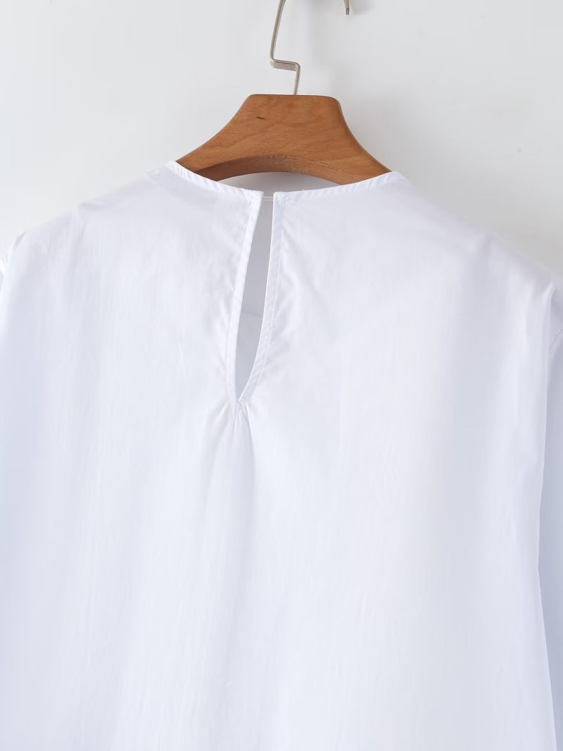 White Ruffled Stitching Niche Women Loose Casual Long Sleeved Top Spring Autumn - Image 14