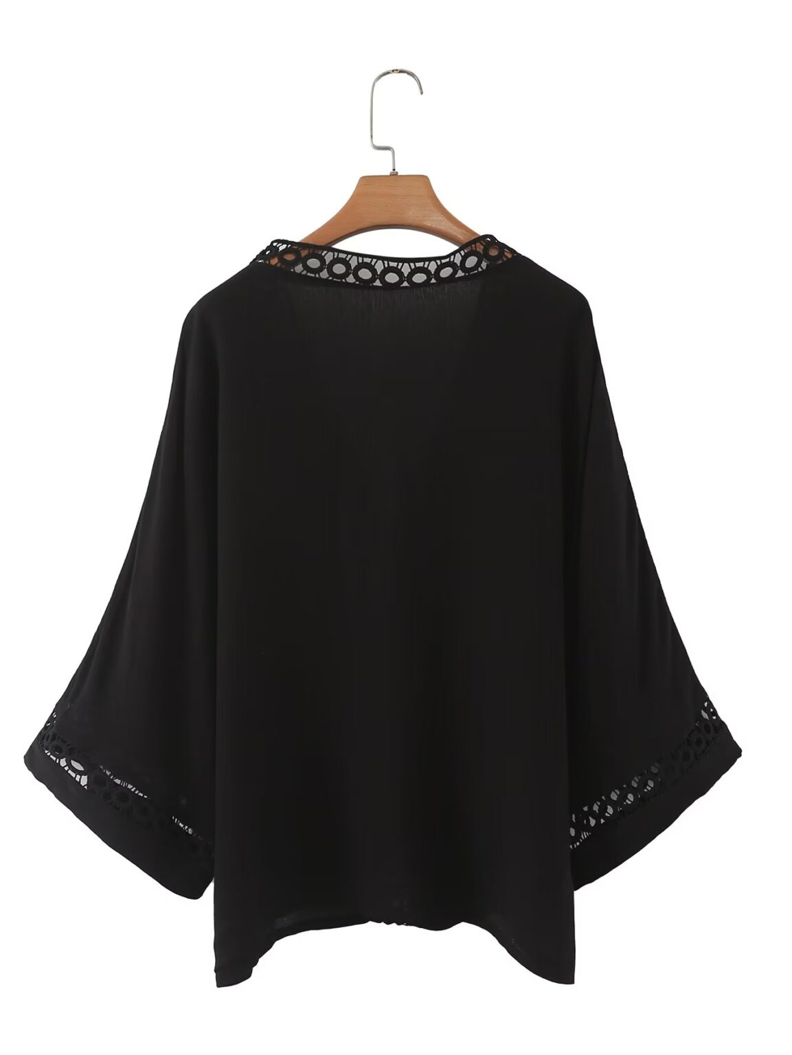 Women Clothing Shirt V neck Hollow Out Cutout Lace Shirt - Image 3