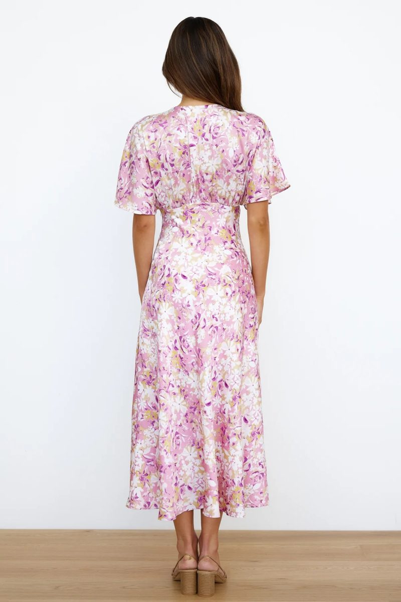 Summer New Fashion Sexy V Neck Print Mid-Length Split Dress - Image 2