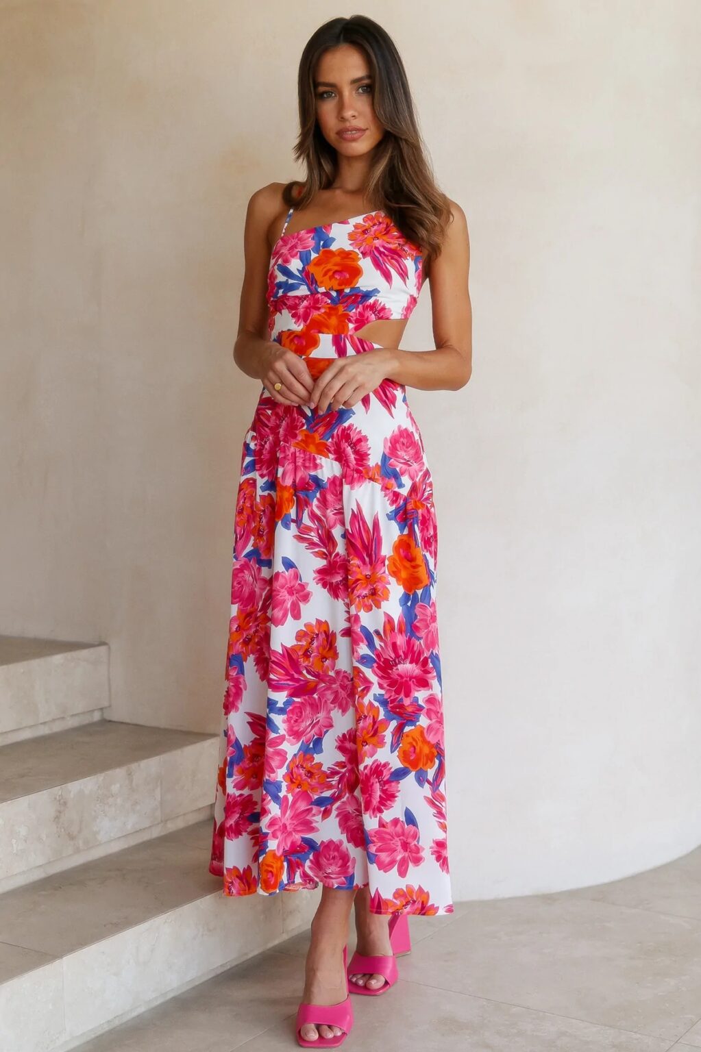 Summer New Fashion Personality Sling Strap Oblique Shoulder Waist Large Swing Dress  Criss Cross - Image 2