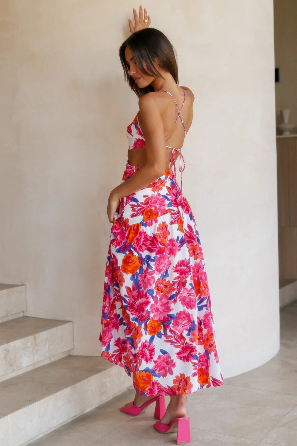 Summer New Fashion Personality Sling Strap Oblique Shoulder Waist Large Swing Dress  Criss Cross - Image 4