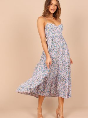 Women Summer Vacation Sleeveless Floral Cutout Tie Cami Maxi Dress