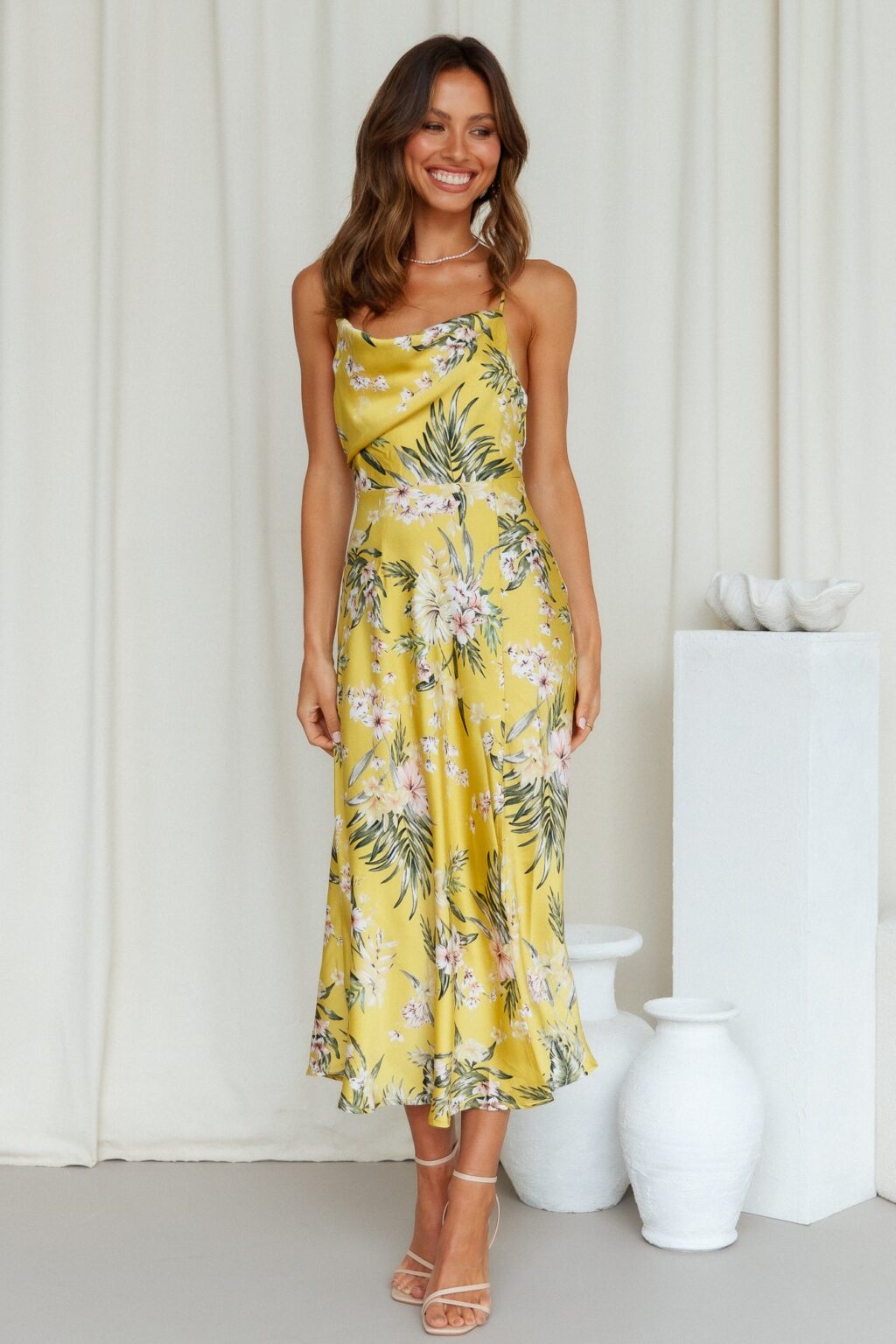 Women Summer Vacation Sleeveless Floral High Split Cami Maxi Dress - Image 7