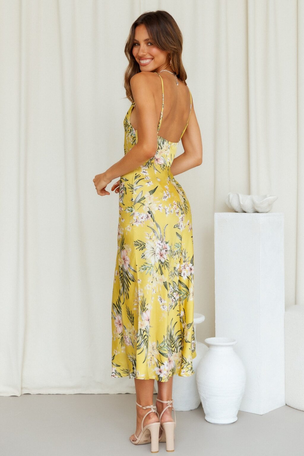 Women Summer Vacation Sleeveless Floral High Split Cami Maxi Dress - Image 8