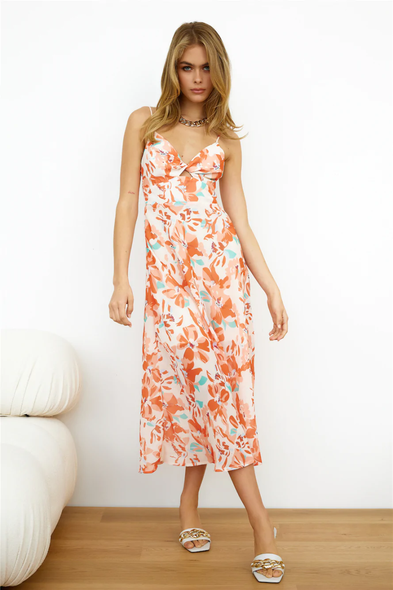 Women Spring Summer New Bohemia Holiday Print Kink Sling Dress - Image 3