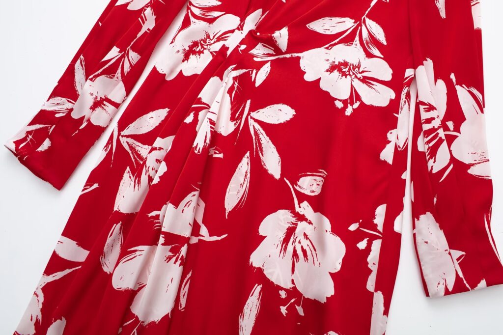 Women Clothing Sweet Western Slimming  Round Neck Long Sleeve Floral Print Dress - Image 9