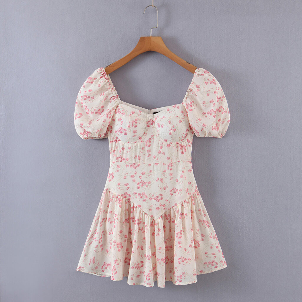 Idyllic Small Fresh Floral Bra Temperament Waist Show Thin One Piece Pants Dresses - Image 2