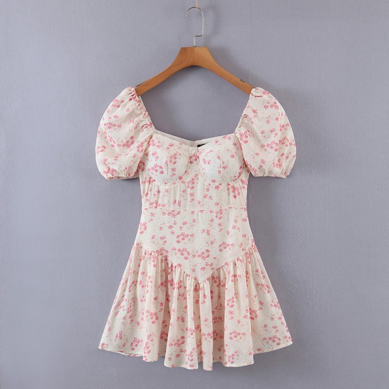 Idyllic Small Fresh Floral Bra Temperament Waist Show Thin One Piece Pants Dresses - Image 2