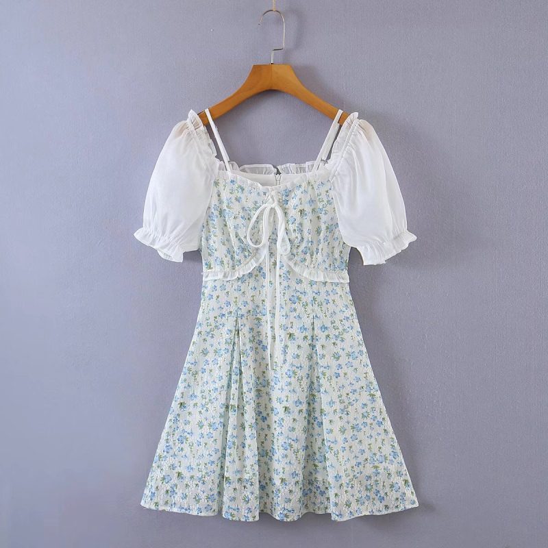 Lace Printed Two Wear Small Fresh Versatile Dress - Image 3