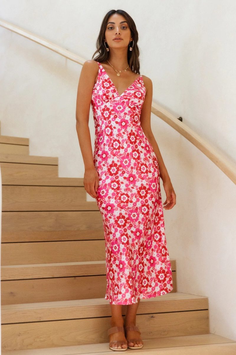 Women Elegant Sexy V Neck Sleeveless Backless Print Dress - Image 2