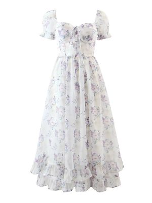 Autumn Romantic Light Purple Lavender off Shoulder Chest Pad Waist Controlled Princess Dress