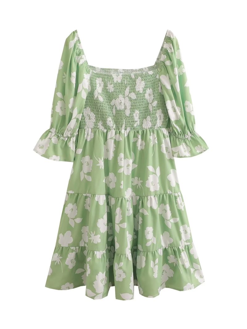 Summer Elegant Women Clothing Polyester Pullover Square Collar Dress - Image 2