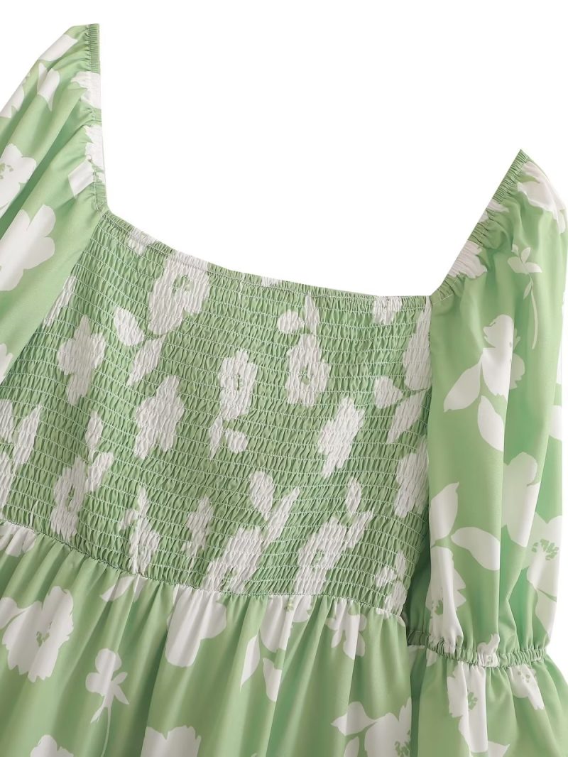 Summer Elegant Women Clothing Polyester Pullover Square Collar Dress - Image 3