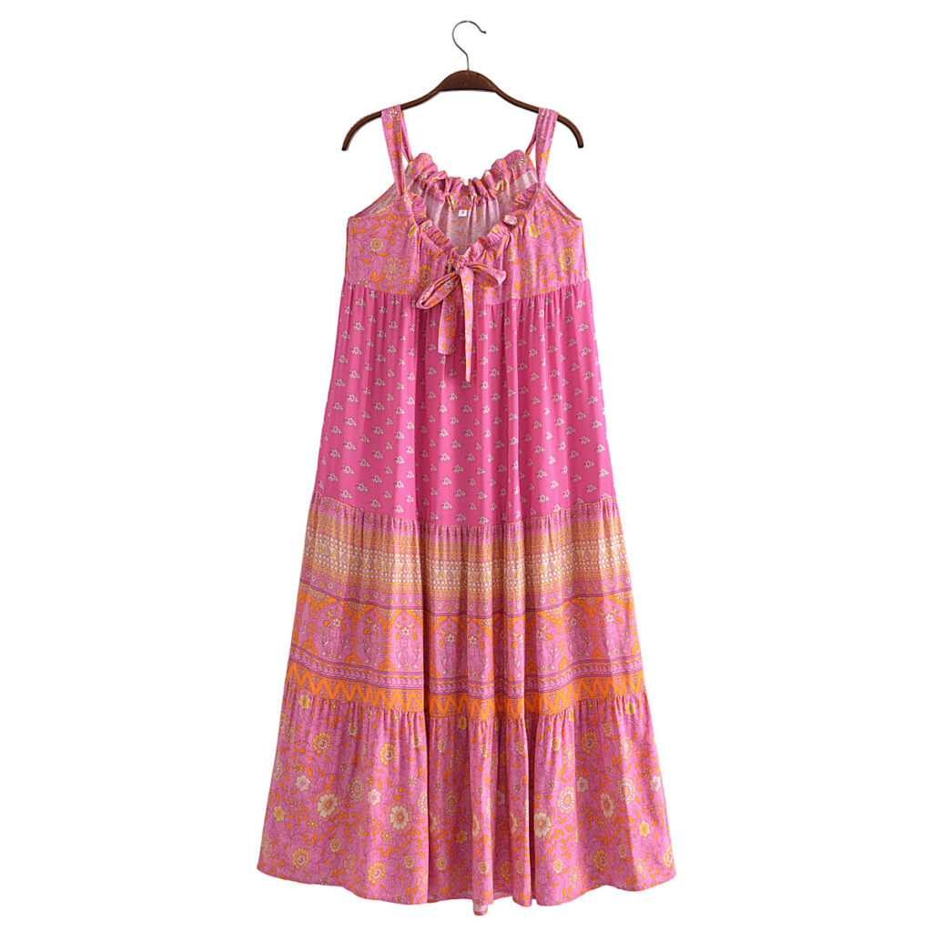 Summer Wind Women Positioning Floral Sleeveless Sling Length Dress - Image 2