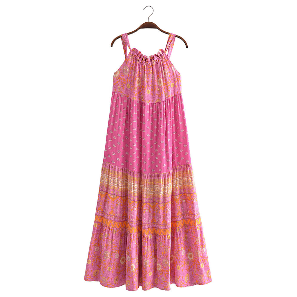 Summer Wind Women Positioning Floral Sleeveless Sling Length Dress - Image 3