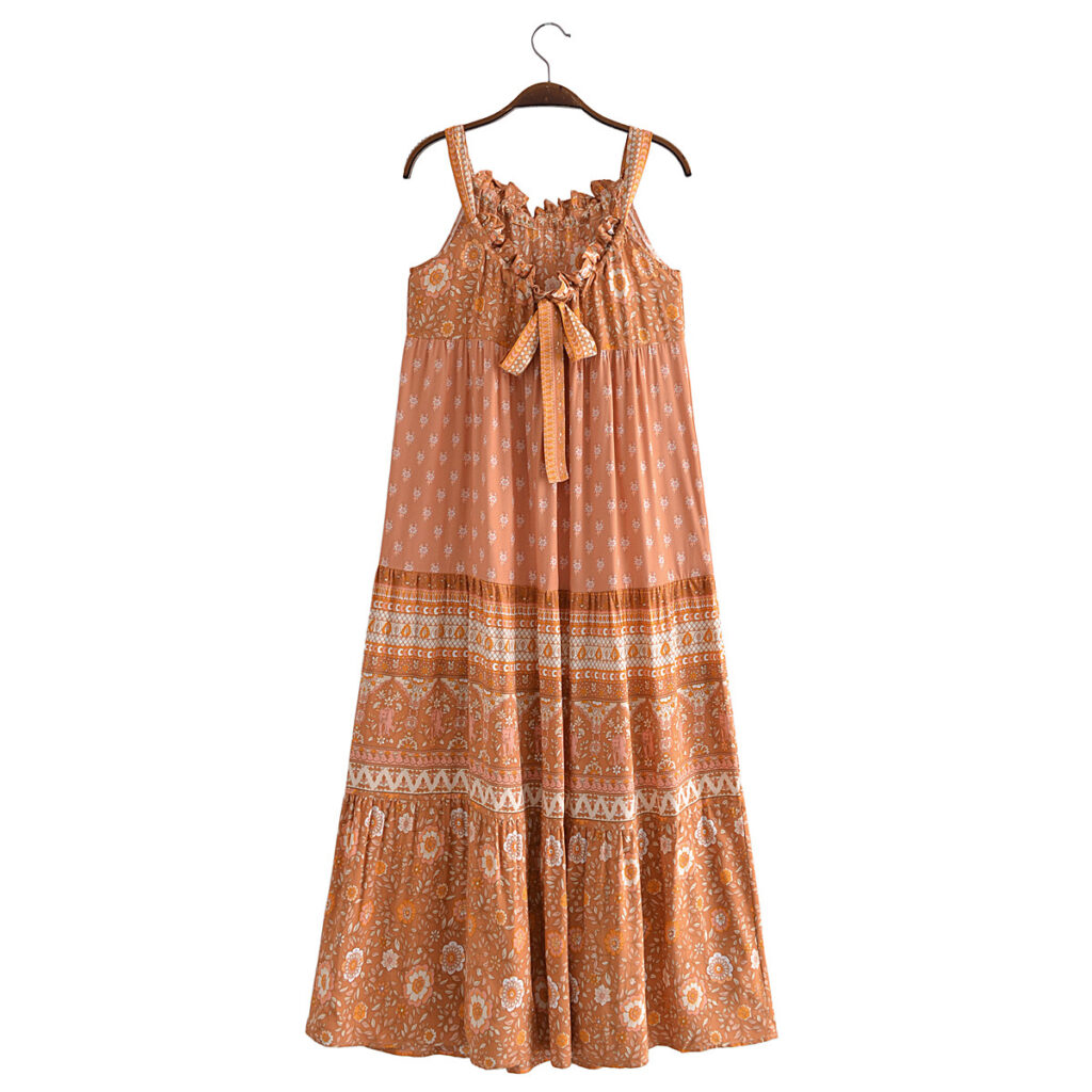Summer Wind Women Positioning Floral Sleeveless Sling Length Dress - Image 4