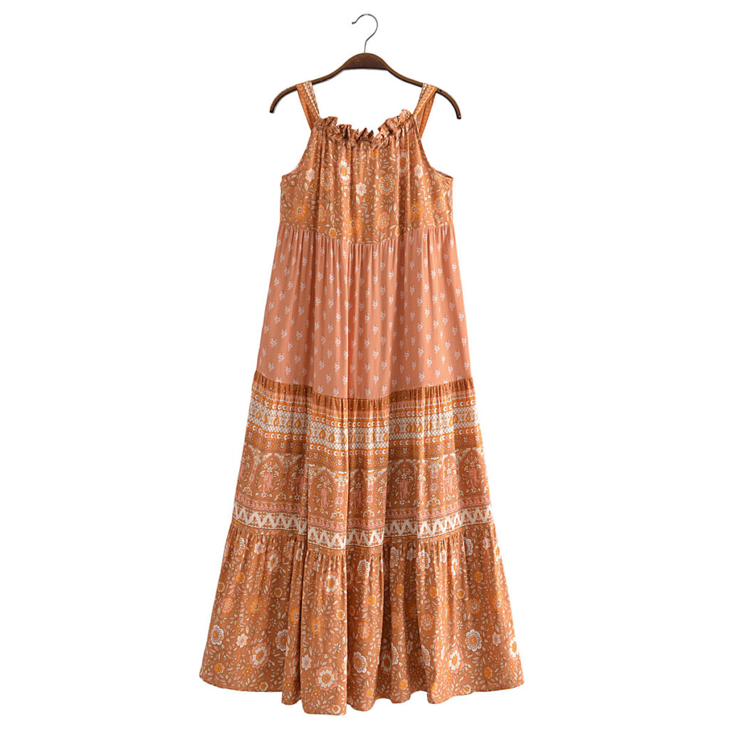 Summer Wind Women Positioning Floral Sleeveless Sling Length Dress - Image 5