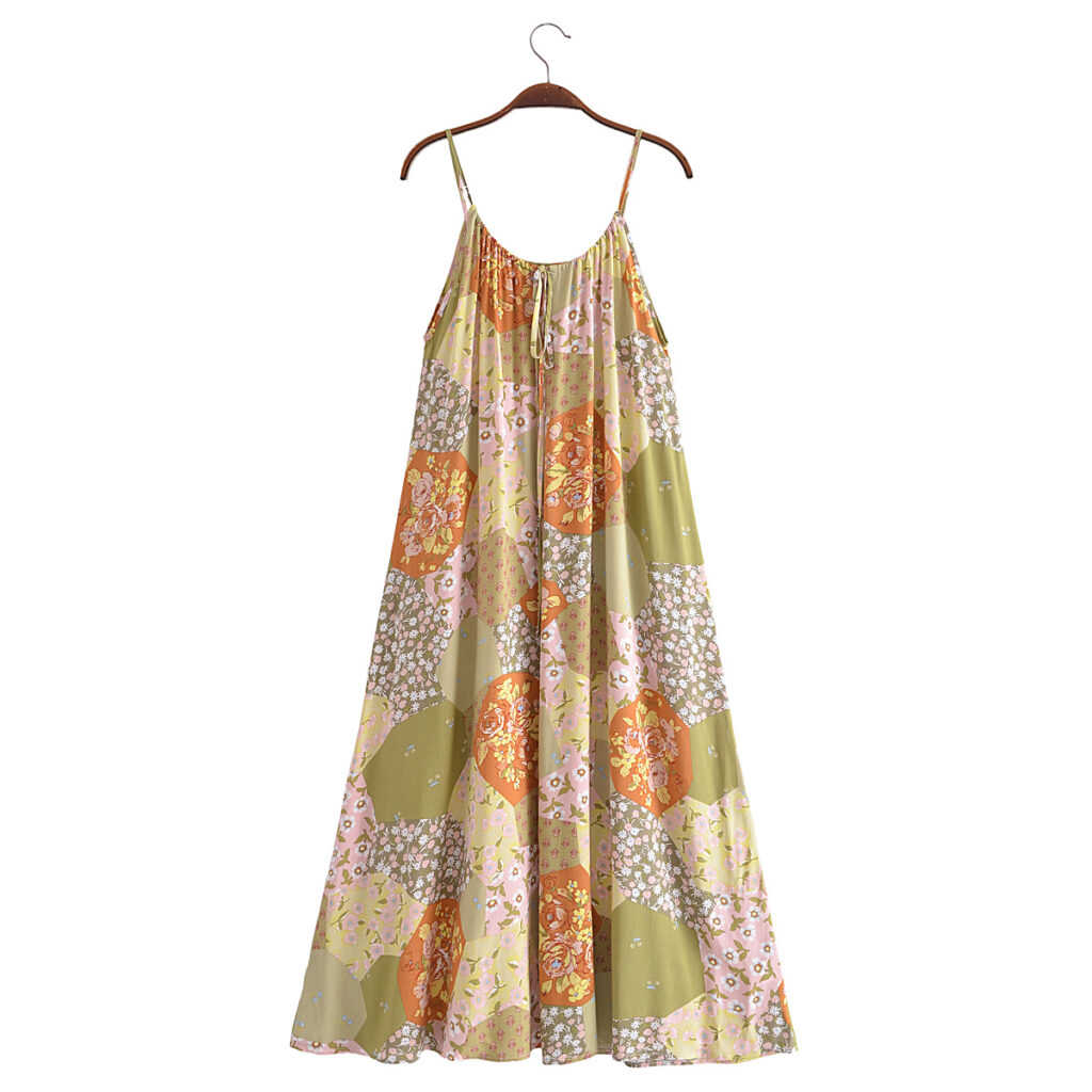 Autumn Women Clothing Rayon Floral A line Strap Dress - Image 4