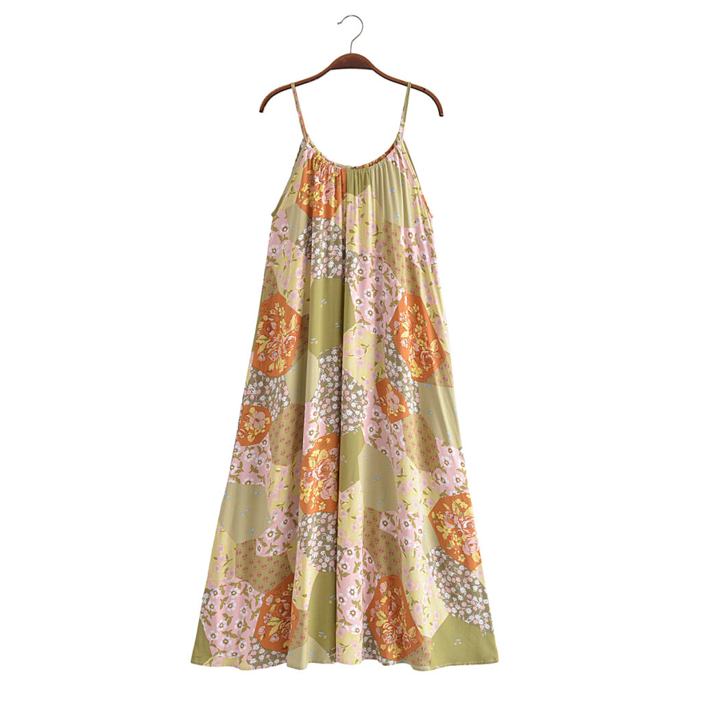 Autumn Women Clothing Rayon Floral A line Strap Dress - Image 5