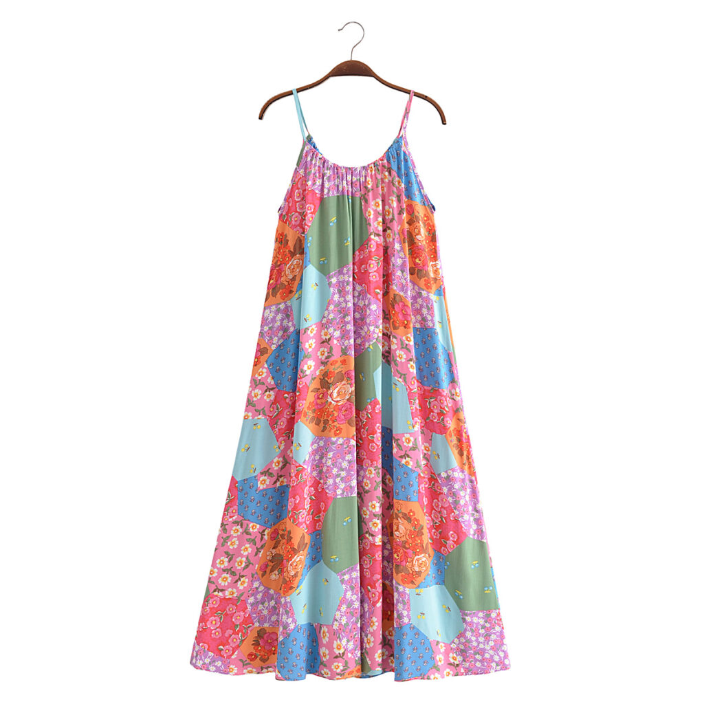 Autumn Women Clothing Rayon Floral A line Strap Dress - Image 7