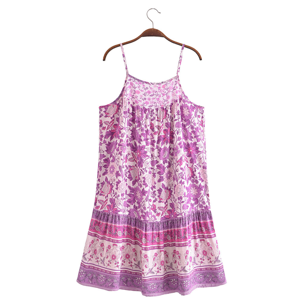 Bohemian Vacation Rayon Positioning Printed Loose Strap Dress Seaside Vacation Beach Dress - Image 2