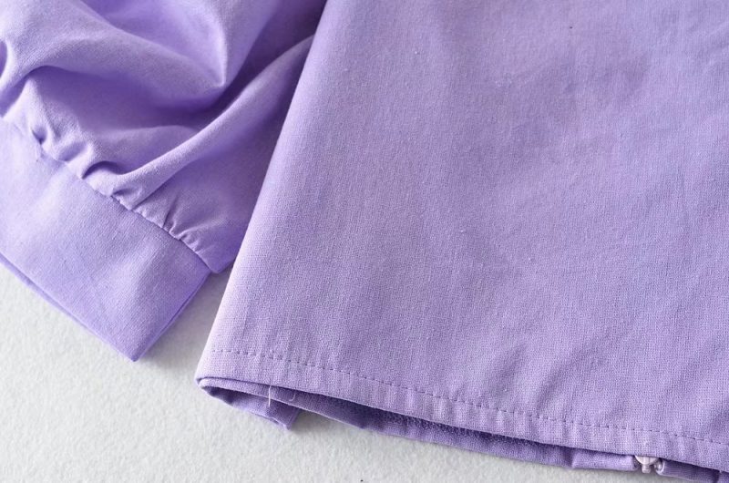 Puff Sleeve Loose Short Sleeve Casual Twisted Inner Pullover Backless Square Collar Slim Fit pirational Spaghetti Straps - Image 9