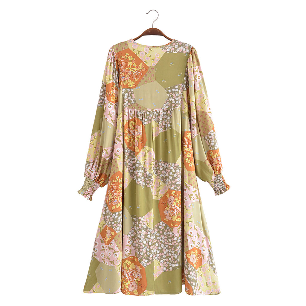Autumn Casual Women Printed Pullover round Neck Loose Maxi Dress - Image 5