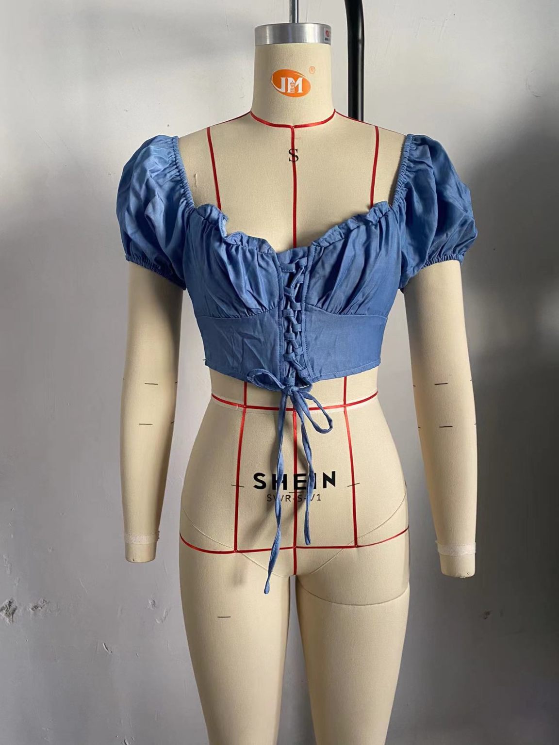 Spring Summer Bubble Sleeve Tight Sexy Short Denim Shirt Women - Image 4
