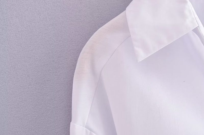 Winter Women Clothing Polo Collar Solid Color Double Pocket Knotted Short Long Sleeve - Image 5