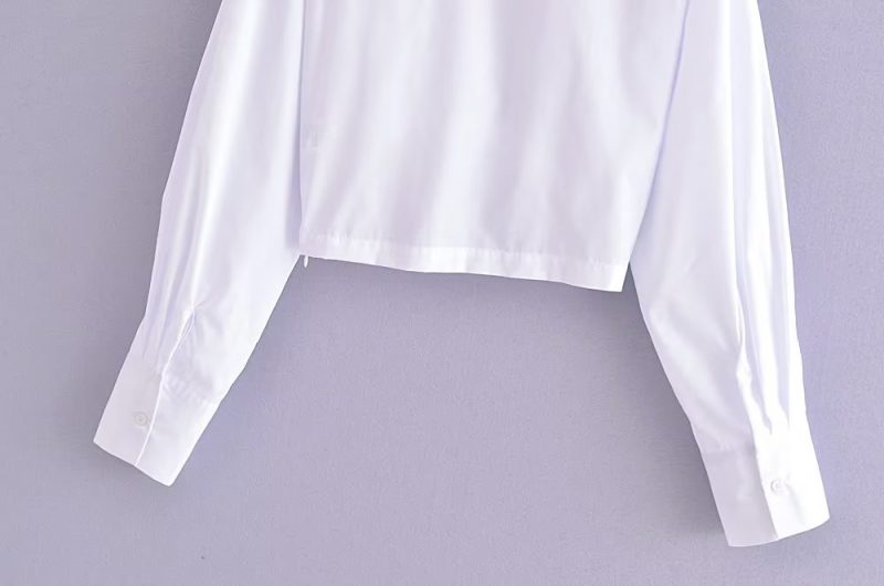Winter Women Clothing Polo Collar Solid Color Double Pocket Knotted Short Long Sleeve - Image 12