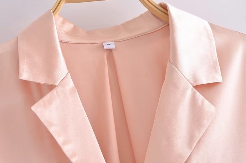 Autumn Women Clothing Patch Pocket Silk Satin Texture Loose Design Shirt Women - Image 4