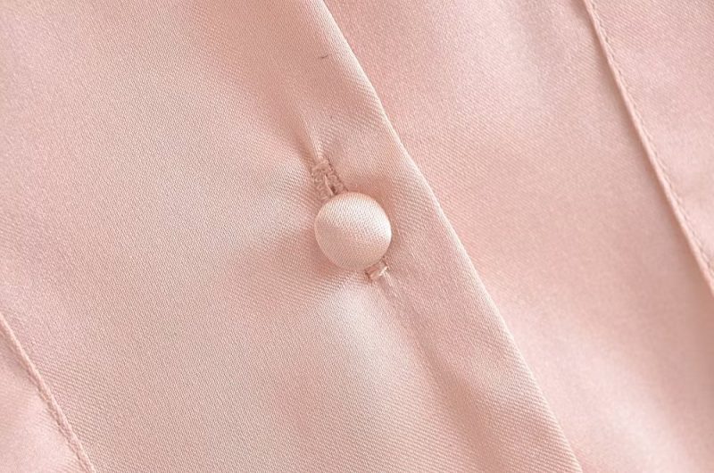 Autumn Women Clothing Patch Pocket Silk Satin Texture Loose Design Shirt Women - Image 6