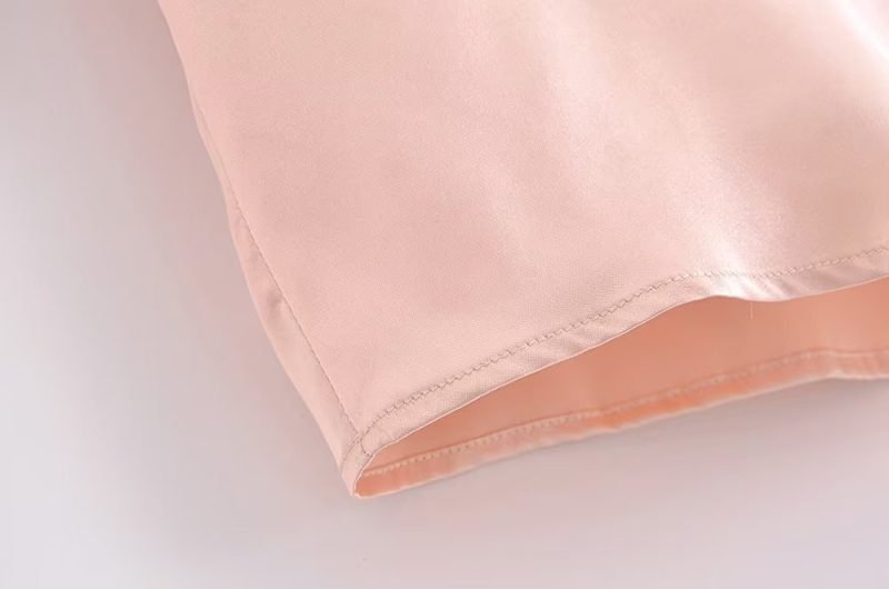 Autumn Women Clothing Patch Pocket Silk Satin Texture Loose Design Shirt Women - Image 7