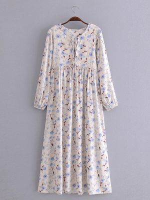 Maxi Dress Elegant Floral Dress Women Spring Autumn