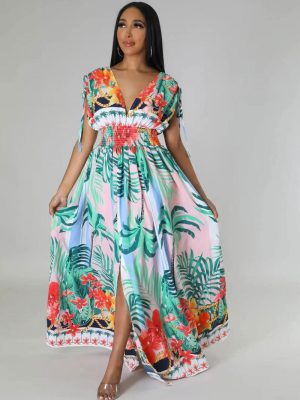 Summer Dress French Printed Dress Sleeveless Casual